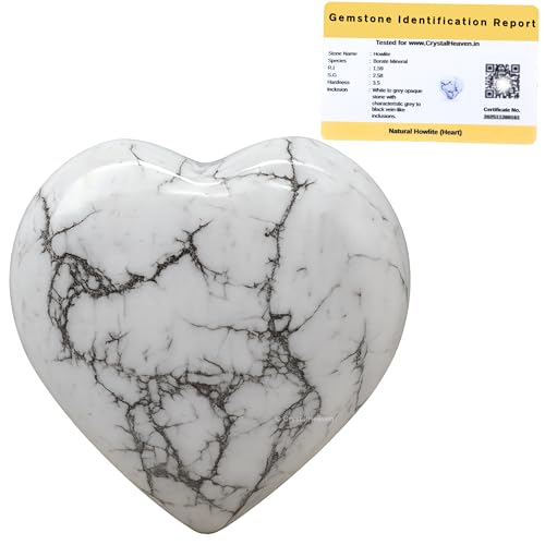 Image of Howlite Crystal Heart Palm Pebbles Stones for Anxiety Stress Relief Massage - AAA Grade Original Healing Gemstone Agate Heart Palm Stone for Yoga Meditation Spiritual
