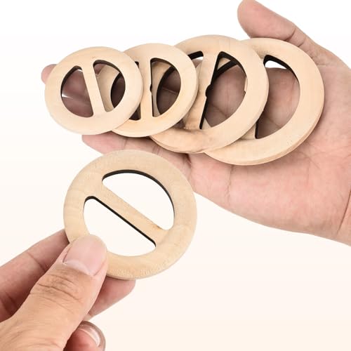 Image of uxcell 4 Pcs T-Shirt Clips, 50mm Wood Scarf Ring Clip Round Tie Circle Clip Buckle Fashion Clothes Corner Knotted Button for Women's Silk Clothing Decoration, Wood