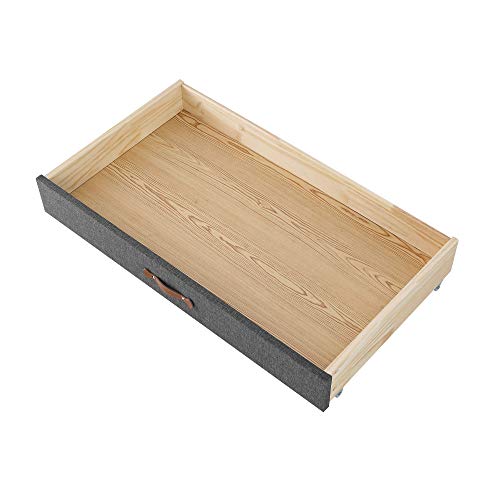 Musehomeinc Upholstered Solid Wood Under Bed Storage Drawer With 4-Wheels For Bedroom/Leather Handle,Wooden Underbed Storage Organizer,Suggested For Twin And Full Size Platform Bed #TOP4