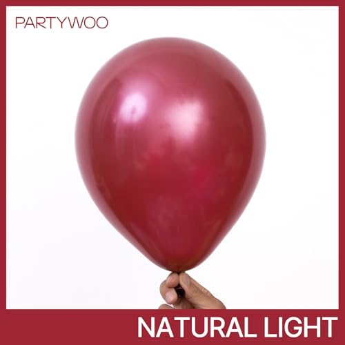 Image of PartyWoo Pearl Burgundy Balloons 140pcs Different Sizes of 18 12 10 5 Inch Dark Red Maroon Wine Colored Balloon Arch Kit Garland for Graduation Wedding Anniversary Birthday Party Decorations Red-Z61