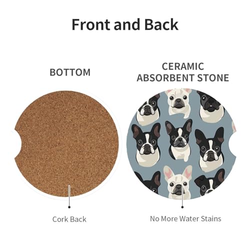 2pcs posavasos de cerámica para auto French Bulldog miniatura 2