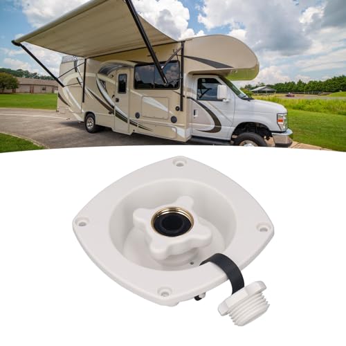 Image of RV Wall Mount Water Inlet Pressure Regulated City Water Entry with Quick Connector ABS Pressure Regulated Entry for Trailer Boat (White)