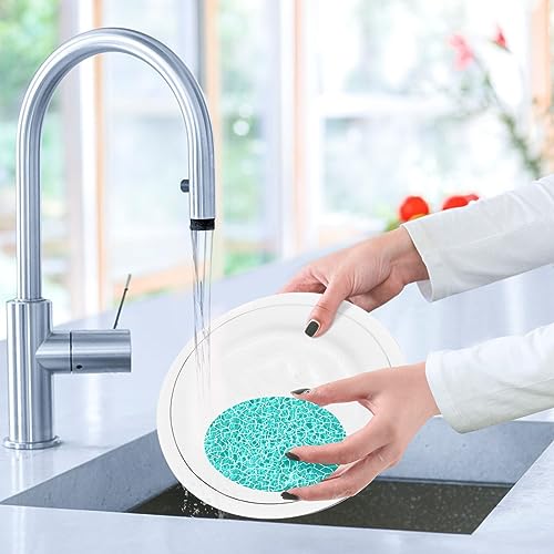Image of Vintage Turquoise Green Kitchen Sponges Cleaning Dish Sponges Non-Scratch Natural Scrubber Sponge for Kitchen Bathroom Cars, pack of 3