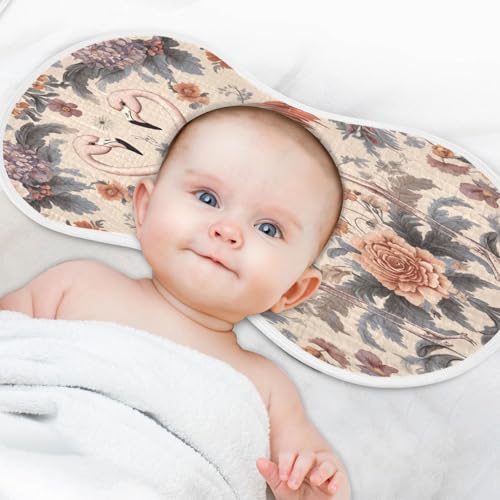Floral Flamingo Beige Baby Burp Cloths Muslin Burp Cloths Soft Burp Cloth Burp Rags Cotton Burp Clothes Absorbent for Boy Newborn Girl Unisex 1 Pack 22x11 Inches4