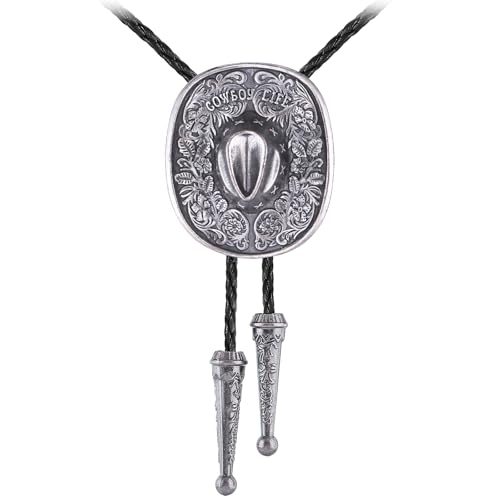 Image of Jeilwiy Bolo Tie for Men Western Cowboy Tie Necklace Gold Bolo Tie Leather Necktie Halloween Tie Accessories for Women