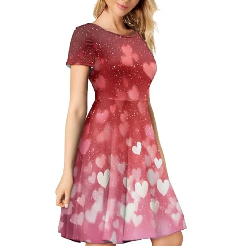 Image of AFPANQZ Womens Casual Summer Lightweight Vintage Dress Short Sleeve Midi Dress Knee-Long Luxury Formal Dress