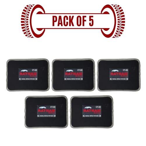 Image of Radial Tyre Repair Patch Size 80 | Heavy-Duty Radial Tubeless & Tube Tyre Puncture Patch | Strong Adhesive Rubber Patch for Car, Bike, Scooter & Tractor Tyres | Box of 5 Pcs