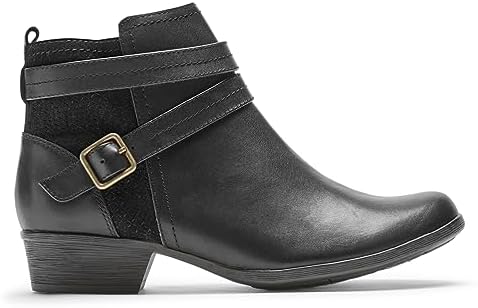 Rockport Women's Carly Strap Boot Ankle, Black, 6 Wide | Image 4