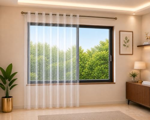 Image of 7 ft Solid Transparent AC Curtain | Waterproof Heavy-Duty 0.15 mm | Dust Wind Rain Protection, Mold & Mildew Resistant | All Season Use for Door, Window & Bathroom (Pack of 1)