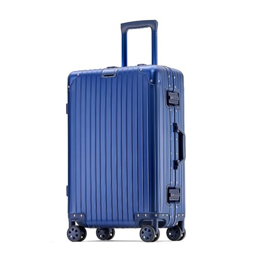 100% All Aluminium Suitcase Carry on Cabin Luggage TSA Password Lock Hard Shell with Swivel Wheels,Blue,26in