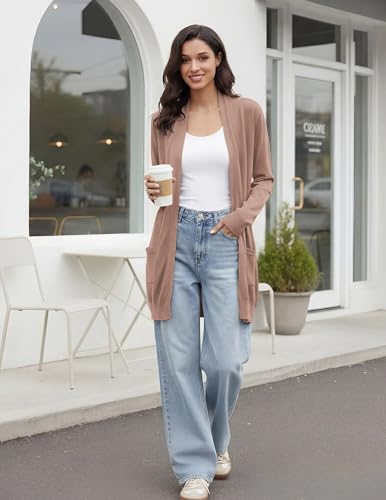 Image of GRACE KARIN Long Cardigan for Women Lightweight Open Front with Pockets | Oversized Cardigan Sweaters for Women, Soft Knit, Casual Fall Clothes, Layering Piece for Fall, Winter & Office Wear