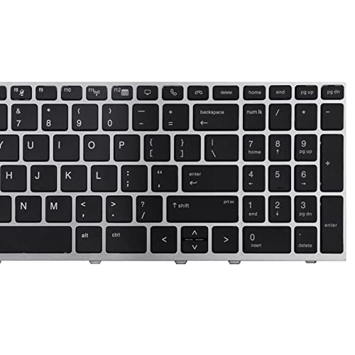 SUNMALL Replacement Keyboard Compatible with HP EliteBook 755 G5 850 G5 855 G5 750 G6 850 G6.Zbook 15u G5 Zbook 15u G6 (Not for Zbook 15 G5) with Silver Frame (No Backlight No Pointer)