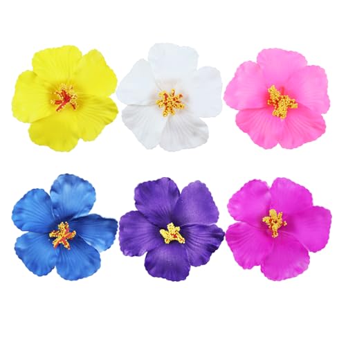 6 piezas de pinzas para cabello con flores hawaianas miniatura 1
