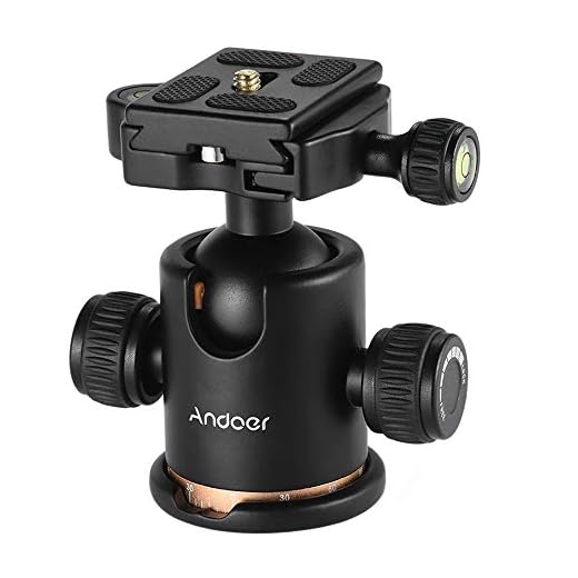 Andoer Rótula,Pro Ballhead de Metal 360 Grados Giratoria Panorámica con 1/4 Plato de Liberación Rápida y Nivel de Burbuja, para Trípode, Monopie,Deslizador,Cámara Réflex Digital,Videocámara