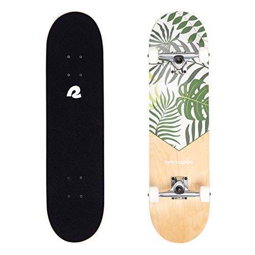 Retrospec Alameda Skateboard Complete | Canadian Maple Wood Deck w/ 5.5 Inch Aluminum Alloy Trucks for Commuting, Cruising, Carving & Downhill Riding
