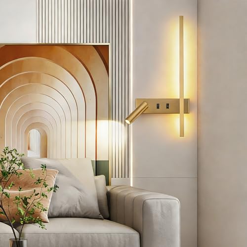 Lámpara de pared giratoria 270° con doble interruptor e iluminación LED 7