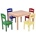 Costzon Kids Wooden Table and 4 Chair Set, 5 Pieces Set Includes 4 Chairs and 1 Activity Table, Toddler Table for 2-6 Years, Playroom Furniture, Picnic Table w/Chairs, Dining Table Set (Multicolor)
