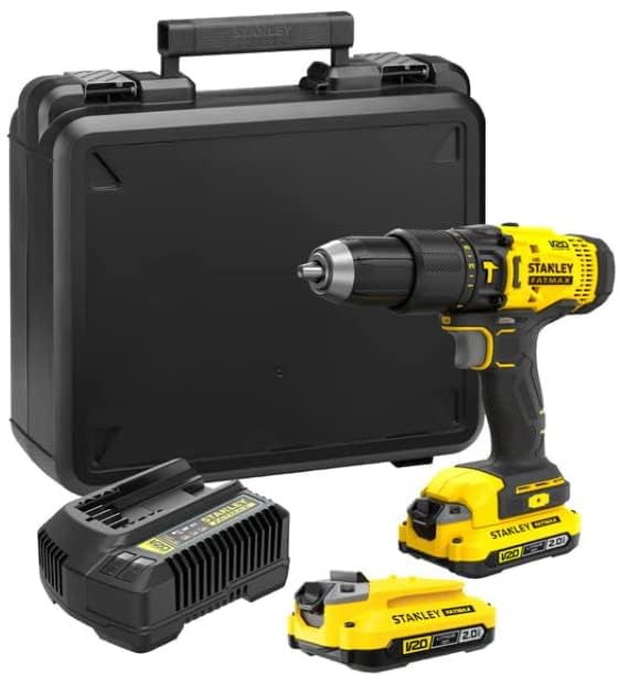 STANLEY FATMAX SCD711D2K 20V 2.0Ah 13 mm Reversible Cordless Brushed Hammer Drill With With 2x2.0Ah Li-ion Batteries, 1pc Charger, 2 Speed Gearbox & LED Worklight, 2 Year Warranty, YELLOW & BLACK 4