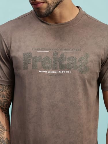 Image of Lux Nitro Men's Cloud Burst Printed Half Sleeve T-Shirt | Cotton Blend Round Neck Tee | Regular Fit Casual Wear