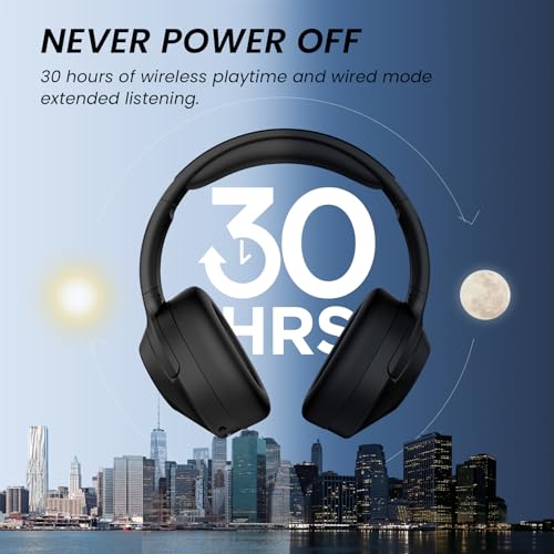 Image of Wireless Noise Canceling Headphones with Mic, 30H Playtime, Deep Bass, Comfortable Over Ear Headphones Bluetooth 5.0 for Office, Travel (Black), Model 5