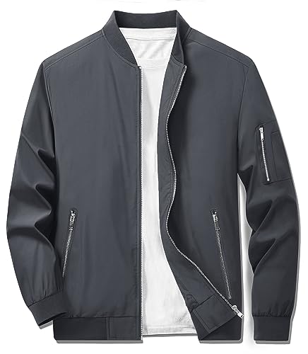 Image of TACVASEN Men's Lightweight Jacket Casual Spring Fall Windbreaker Bomber Zip Up Coat with Pocket