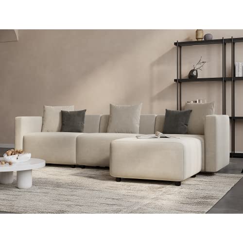 Acanva Modern Convertible Sectional Modular Sofa, L-Shaped Couch For Living Room, 1-Seater, Beige Armless Chair #TOP4