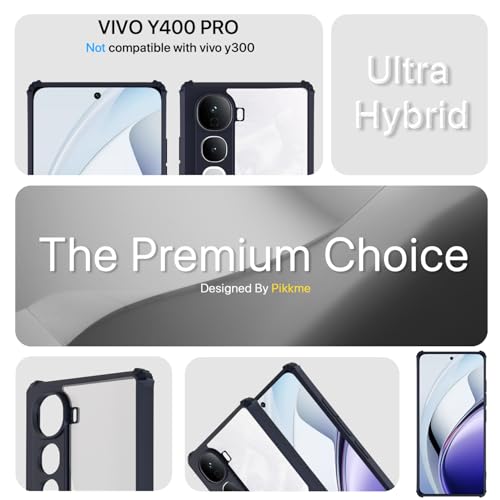 Image of Pikkme Back Cover for Vivo Y400 Pro 5G | Ultra Hyrbid | Full Camera Protection | Raised Edge | Crystal Clear Transparent Bumper Case (Blue)