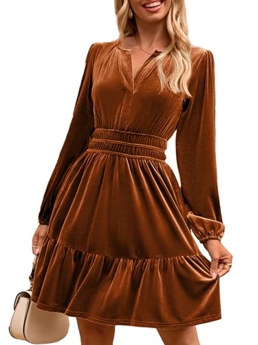 Simplee Womens Velvet Dress 2025 Fall Cocktail Long Sleeve Empire...