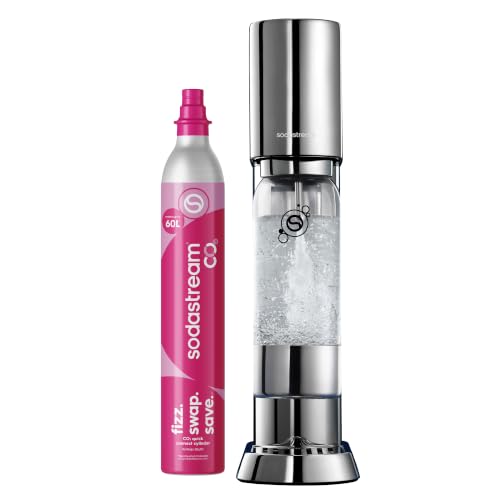 sodastream Ensō – Machine à eau pétillante avec système CO₂ Quick Connect, cylindre de gaz 60L, 1 bouteille 1L sans BPA et chiffon de nettoyage inclus, finition acier inoxydable