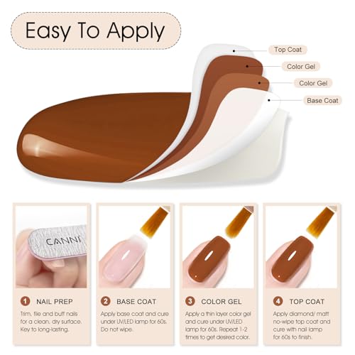 Image of CANNI 9ml Caramel Coffee Brown Gel Nail Polish, High Gloss UV LED Soak Off