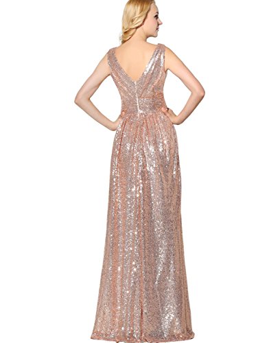 Belle House Rose Gold Sequins V Neck Prom Dress Long Evening Gown Sd349 #TOP1