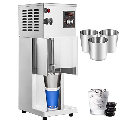 VEVOR 110V Ice Cream Blizzard Maker, 800W Electric Blizzard Ice Cream Machine 10-Speed Levels Adjustable, Commercial Blizzard Maker w/Splash-Proof Bezel, Blizzard Machine, Includes 3 Hand Cups