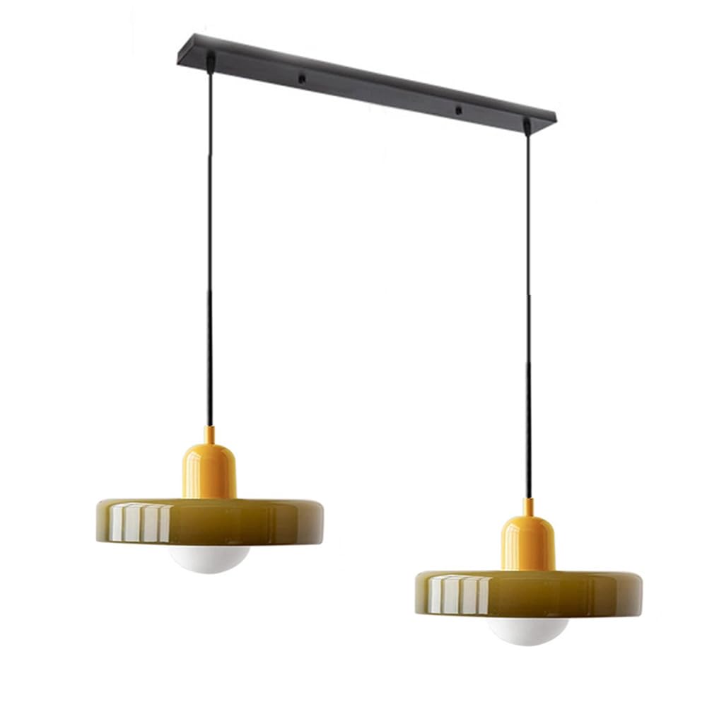2-Light Duża zielona szklana lampa wisząca Żyrandol w stylu Mid Century Modern Vintage Farmhouse Wisząca lampa sufitowa Lampa kuchenna nad zlewem Sypialnia Jadalnia Bar