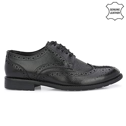Image of Auserio Men's Brogue Full Grain Leather Lace Up Formal Shoes | Anti Skid Sole & Waxed Laces | Antimicrobial Memory Foam Padded Insole with Detailed Stich| Shoes for Office & Parties (115.116.117)
