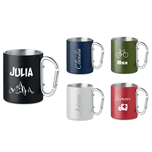 Schmalz® Gobelet en acier inoxydable TRUMBA avec mousqueton avec gravure personnalisée cadeau personnalisé | Noms | gravé | Gobelet | Anniversaire |...