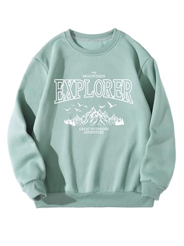 Floerns Girls Letter Print Long Sleeve Drop Shoulder Sweatshirt Pullover Top