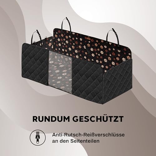 Hainberger Hundedecke Auto Rückbank Wasserabweisende Kratzfeste Autodecke für Hunde wasserdichte rutschfeste Autoschondecke mit Seitenschutz und Sichtfenster,4-in-1 Rücksitzschoner 137x147(mit Muster)