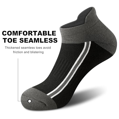 Gonii Men's Running Athletic Ankle Socks - Thick Cushioned Low Cut Socks (5 Pairs)2