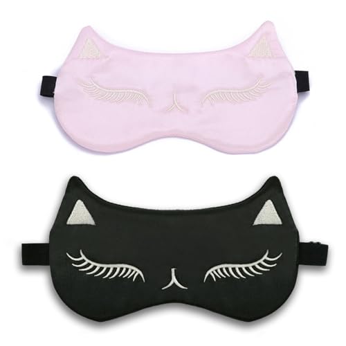 Visxcnu 2pcs Antifaz para Dormir Mujer y Hombre, 100% Anti-Luz Máscara de Dormir Sin Presión Ocular - Diseño Ergonomico 3D Las Pestañas y Los Movimientos Oculares, Ultrasuave & Cómodo Sleep Mask