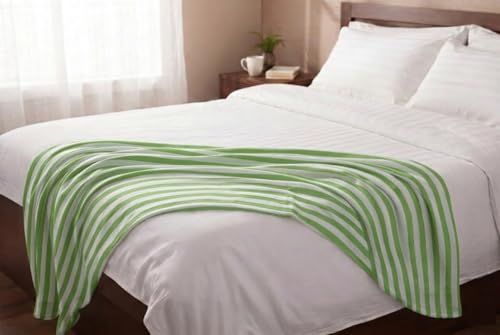 Image of Striped Bhagalpuri Chadar | Soft Cotton Single Layer Chadar for Summer | Odhne Wali Chadar for All Season Use Blanket (Green)