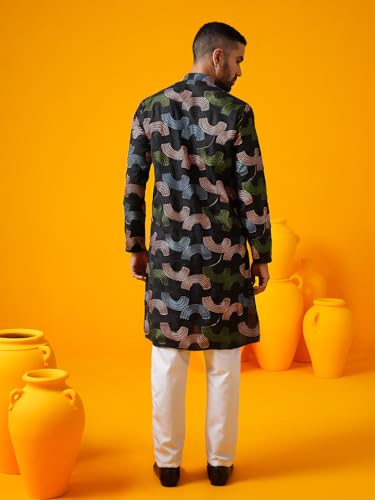 Sojanya (Since 1958 Men'S Cotton Silk Multi Thread Embroidered Long Kurta4