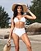 Holipick Women White High Waisted Bikini Bottoms Tummy Control Swimsuit Bottoms Strappy Swim Bottom S