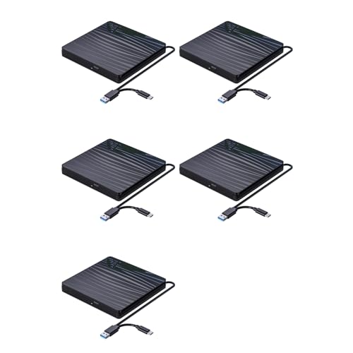 Zolynx 5X Unidad de CD/DVD Externa para Computadora Portátil, USB 3.0 y Tipo C, Grabadora de CD DVD +/-RW Portátil, Lector de Unidad Óptica, Grabadora, Reproductor de DVD