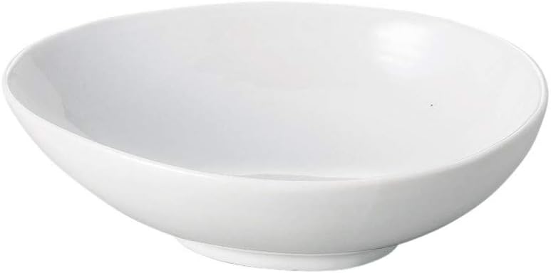Delica Ware Luna White Egg Shaped Pot (Medium) [6.7 x 5.1 x 2.1 inches (17 x 13 x 5.3 cm)] Imported Restaurant Ryokan Japanese Tableware Restaurant Commercial Use