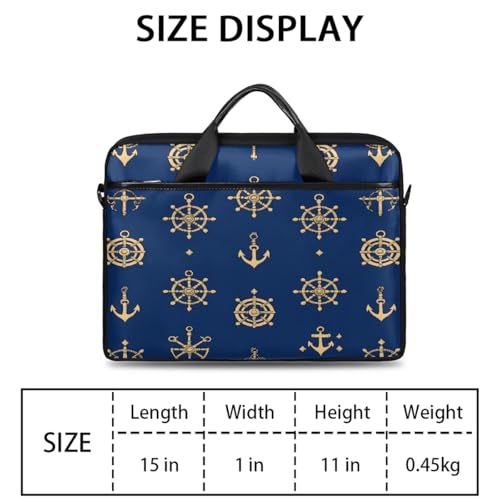 Maletín elegante para laptop de 15 pulgadas con diseño de ancla marina y timón, funda delgada para computadora portátil con correa para hombro, maletín ejecutivo para mujeres y hombres, bandolera para oficina, trabajo y viajes miniatura 2