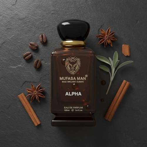 Image of Alpha Eau de Parfum for Men | Bold Spices, Woody & Saffron EDP | Long-Lasting Fragrance Spray | Dark & Magnetic Scent | Mufasa Perfume | 100ml