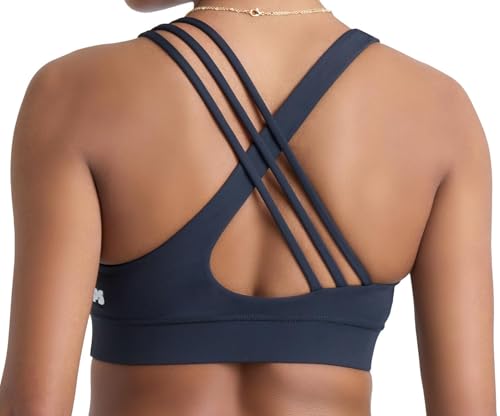 POPSUGAR PS Strappy Sports Bra for Women, Criss-Cross Back Padded Yoga Bra Workout Tops - Medium Support & Removable Cups
