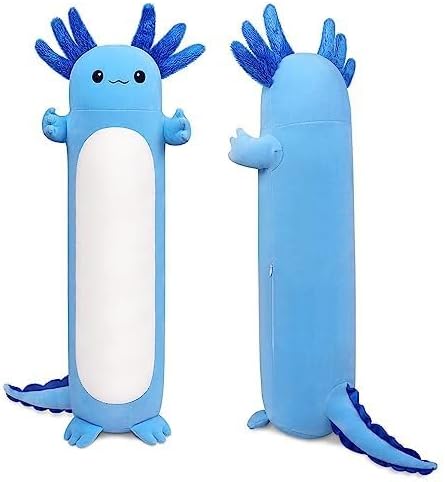 Miniatura 1 de Auspicious beginning Almohada de peluche de 35.4 pulgadas, lindo ajolote de peluche, suave Kawaii con cara de gato, tritón, almohada corporal para