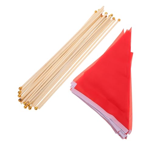 Drapeaux rouges triangulaires Toyvian en bois et nylon pour chantier x20