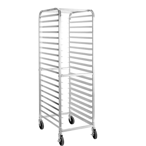 HALLY SINKS & TABLES H Bun Pan Rack 20 Tier with Wheels, Commercial Bakery Racking of Aluminum for Full & Half Sheet - Kitchen, Restaurant, Cafeteria, Pizzeria, Hotel and Home, 26" L x 20" W x 69" H by HALLY SINKS & TABLES H - Used condition - US$171.85